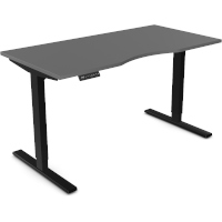 Zoom Electric Dual Motor Height Adjustable Sit Stand Office Desk Dual Purpose Reversible Scallop Top W1600xD700xH685-1185mm Graphite Top Black Frame 10 Year Warranty
